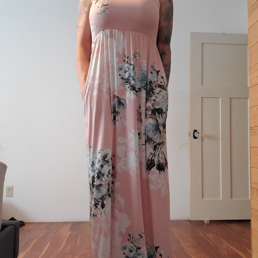 Light pink floral maxi dress